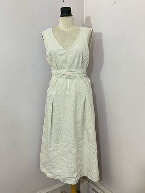 Lafayette 148 Stretch Linen Wrap Belt Dress XL